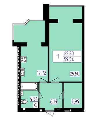 1-комнатная 59.24 м² в ЖК Затишок от 11 700 грн/м², г. Стрый