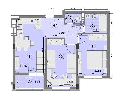 2-комнатная 56.46 м² в ЖК Идея от 14 800 грн/м², с. Гнедин