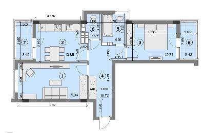 2-комнатная 60.25 м² в ЖК Идея от 14 800 грн/м², с. Гнедин