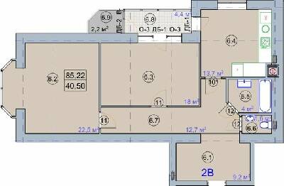 2-комнатная 85.22 м² в ЖК на ул. Первомайская, 7 от 19 600 грн/м², г. Бердянск