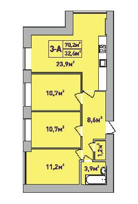 3-комнатная 70.2 м² в ЖК Центральный-Премиум от 32 200 грн/м², г. Ирпень