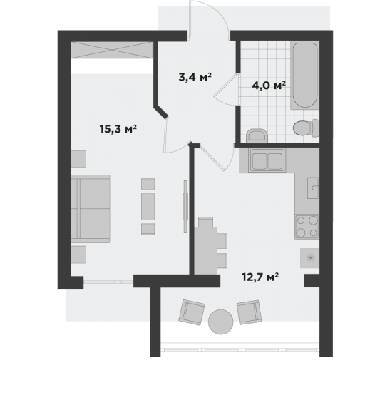 1-комнатная 35.5 м² в ЖК Millennium State от 19 950 грн/м², г. Буча