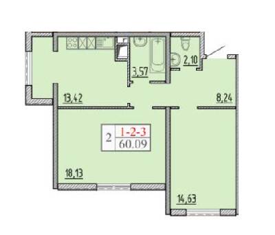 2-комнатная 60.09 м² в ЖК Пятьдесят восьмая Жемчужина от 17 262 грн/м², Одесса