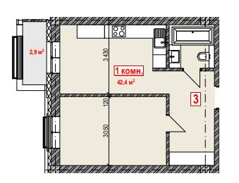 1-комнатная 42.4 м² в ЖК Club City от 19 650 грн/м², Херсон