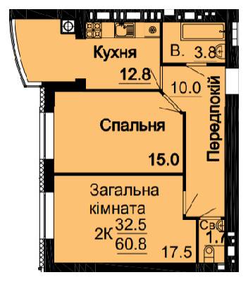 2-комнатная 60.8 м² в ЖК Bavaria City от 17 500 грн/м², с. Крюковщина
