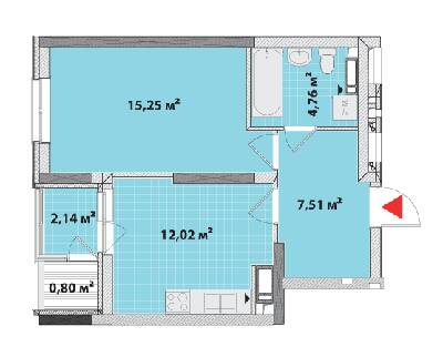 1-комнатная 42.48 м² в ЖК Академ-Квартал от 24 800 грн/м², Киев