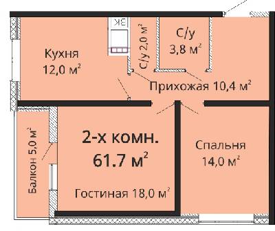 2-комнатная 61.7 м² в ЖК Омега от 23 500 грн/м², Одесса