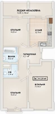 3-комнатная 87.3 м² в ЖК HydroPark DeLuxe от 25 500 грн/м², Ивано-Франковск