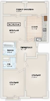 3-комнатная 95.11 м² в ЖК HydroPark DeLuxe от 25 500 грн/м², Ивано-Франковск