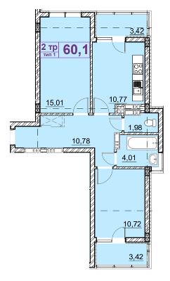 2-комнатная 60.1 м² в ЖК Идея от 16 000 грн/м², с. Гнедин