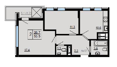 2-комнатная 53.5 м² в ЖК Paradise Avenue от 24 000 грн/м², с. Крюковщина