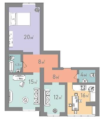 3-комнатная 87.5 м² в ЖК Евромисто от 18 500 грн/м², с. Крюковщина