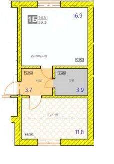 1-кімнатна 36.3 м² в ЖК Riviera від 18 000 грн/м², смт Гостомель