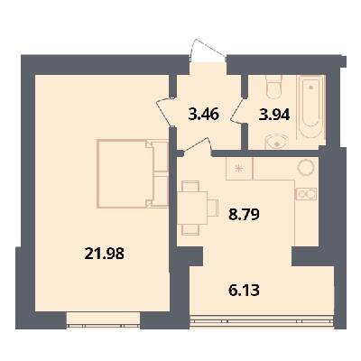 1-комнатная 44.3 м² в ЖК Европейка от 18 600 грн/м², с. Софиевская Борщаговка