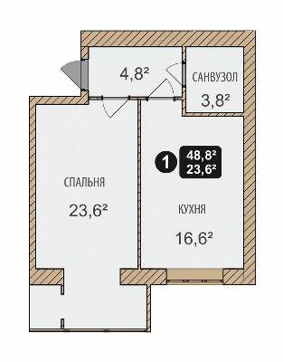 1-комнатная 48.8 м² в ЖК Автобиография от 13 500 грн/м², Хмельницкий
