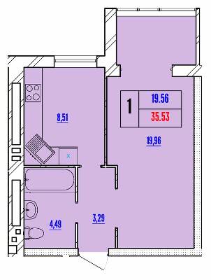 1-комнатная 35.53 м² в ЖК Avila Line от 13 800 грн/м², Хмельницкий