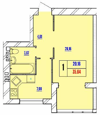1-комнатная 35.64 м² в ЖК Avila Line от 12 000 грн/м², Хмельницкий
