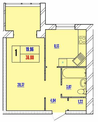 1-комнатная 36.88 м² в ЖК Avila Line от 12 000 грн/м², Хмельницкий