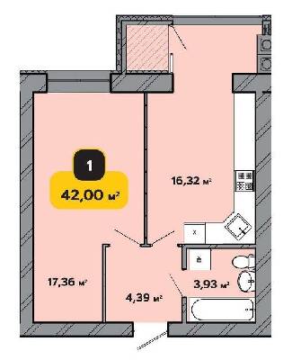 1-комнатная 42 м² в ЖК Студенческий от 16 000 грн/м², Хмельницкий