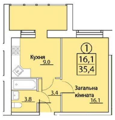 1-комнатная 35.4 м² в ЖК на просп. Грушевского, 50 от 12 000 грн/м², г. Каменец-Подольский