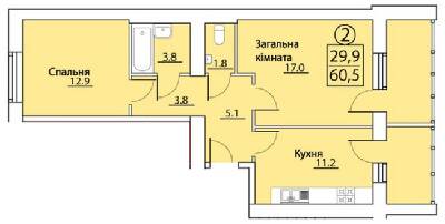 2-комнатная 60.5 м² в ЖК на просп. Грушевского, 50 от 12 000 грн/м², г. Каменец-Подольский