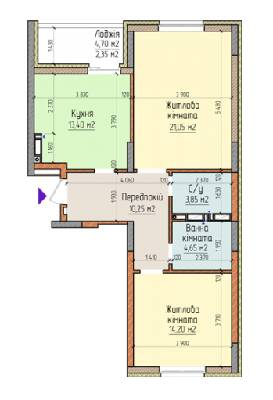 2-кімнатна 69.75 м² в ЖК Акварелі-2 від 19 000 грн/м², м. Вишневе