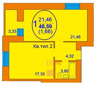 1-кімнатна 48.59 м² в ЖК Софія Київська від 15 800 грн/м², с. Софіївська Борщагівка