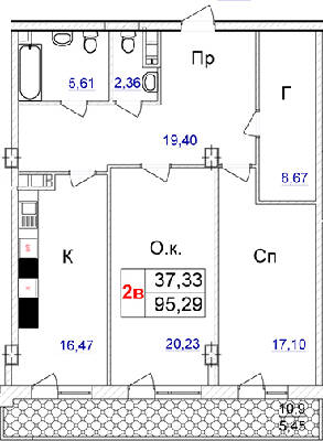 2-кімнатна 95.29 м² в ЖК Ясна Поляна від 46 150 грн/м², Одеса
