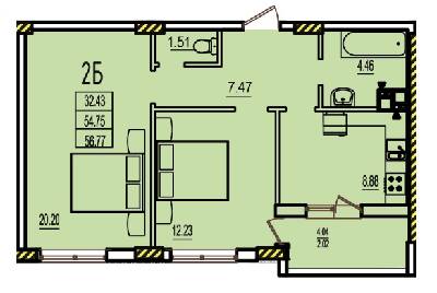 2-комнатная 56.77 м² в ЖК RosenTal от 16 400 грн/м², с. Лиманка