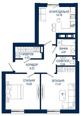 2-комнатная 67.32 м² в ЖК Viking Park от 27 900 грн/м², Львов