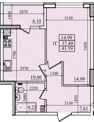 1-комнатная 41.59 м² в ЖК Парус от 19 800 грн/м², г. Южное