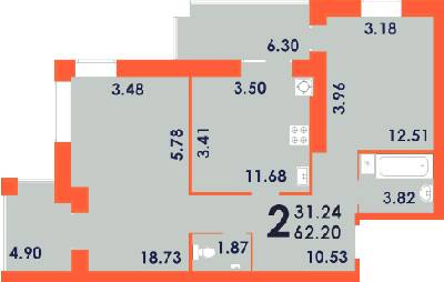 2-комнатная 62.2 м² в ЖК Park Residence от 19 500 грн/м², Запорожье