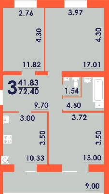3-комнатная 72.4 м² в ЖК Park Residence от 19 500 грн/м², Запорожье