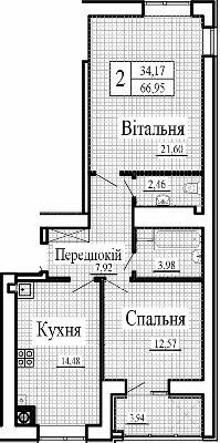 2-комнатная 66.95 м² в ЖК Крылья от 16 500 грн/м², Луцк