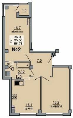 2-комнатная 66.73 м² в ЖК River House от 16 000 грн/м², Луцк