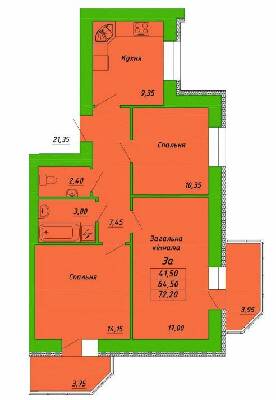 3-комнатная 72.2 м² в ЖК на ул. Пушкаревская, 22Д от 20 500 грн/м², Полтава