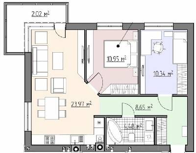 2-комнатная 60.41 м² в ЖК Perfect house от 21 850 грн/м², Ровно