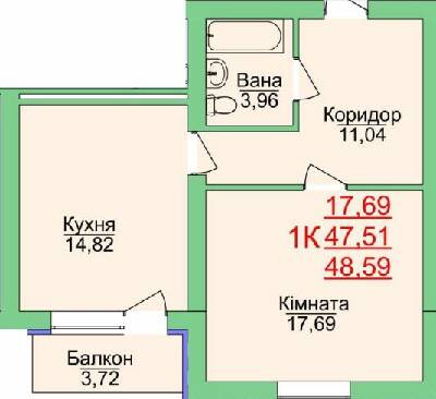 1-комнатная 48.59 м² в ЖК Зеленый оазис от 15 000 грн/м², Херсон