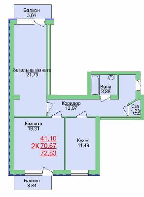 2-комнатная 72.83 м² в ЖК Зеленый оазис от 15 000 грн/м², Херсон