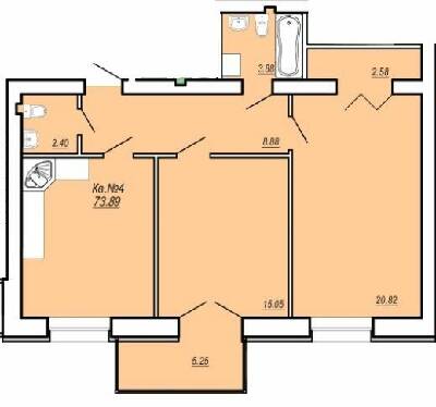 2-комнатная 73.89 м² в ЖК Уютный от 17 600 грн/м², г. Умань