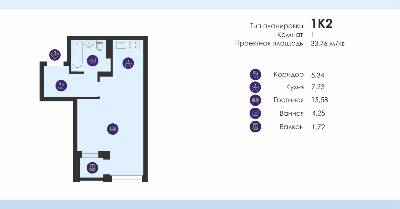 1-комнатная 33.76 м² в ЖК Отрада от 24 000 грн/м², Киев