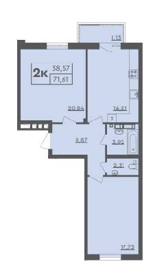 2-комнатная 71.61 м² в ЖК Scandia от 17 500 грн/м², г. Бровары