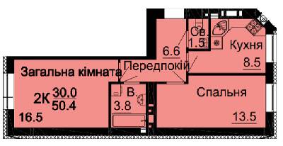 2-комнатная 50.4 м² в ЖК Bavaria City от 17 500 грн/м², с. Крюковщина