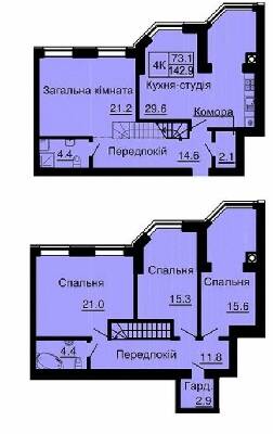 Двухуровневая 142.9 м² в ЖК Sofia Nova от 35 000 грн/м², с. Новоселки
