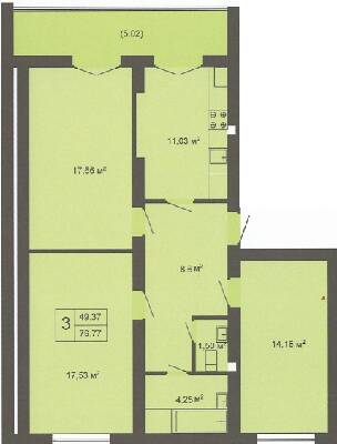 3-комнатная 79.77 м² в ЖК Кленовий Парк от 13 400 грн/м², г. Трускавец