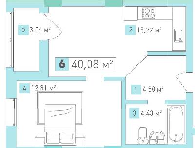 1-кімнатна 40.08 м² в ЖК Срібний Дім Бізнес від 20 950 грн/м², м. Трускавець