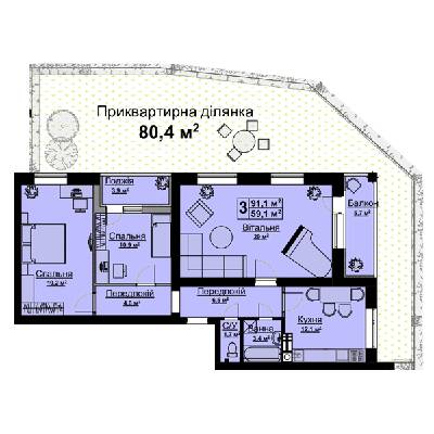 3-комнатная 91.1 м² в ЖК Vlasna от 22 000 грн/м², с. Ходосовка