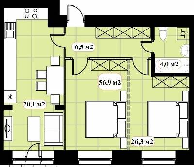 2-комнатная 56.9 м² в ЖК Баск&Вилль от 16 600 грн/м², г. Ирпень