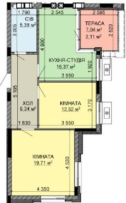 2-комнатная 64.43 м² в ЖК Найкращий квартал-2 от 21 000 грн/м², пгт Гостомель