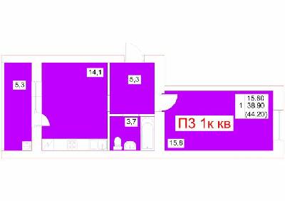 1-кімнатна 44.2 м² в ЖК Мрія від 19 950 грн/м², м. Біла Церква